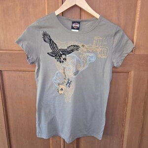 Harley Davidson Women's T-Shirt Tan and Black Size M Indianapolis IN